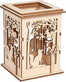 Rayher Holz Tischlaterne Wald, 8,5 x 8,5 x11,7 cm, 