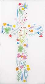 Rayher Wachsmotiv Florales Kreuz, bunt, 6,5 x 12