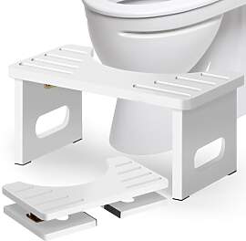 RayLove Toilettenhocker Holz, Klappbarer WC Hocker 
