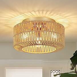 Rayofly Boho Deckenlampe, 3-flammige Rattan