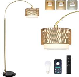 Rayofly Gold Bogenlampe Wohnzimmer mit