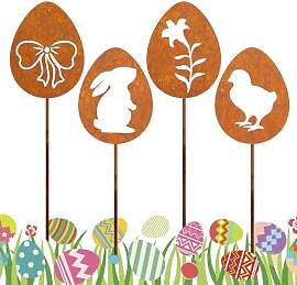 RCYHCY 4 Stück Osterhase Deko Gartenstecker,