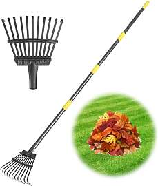 Rechen Garten, Laubrechen mit Stiel Metall mit 11