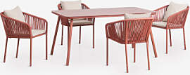 Rechteckiger Esstisch-set 160x90 Cm Und 4