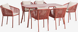 Rechteckiger Esstisch-set 160x90 Cm Und 6