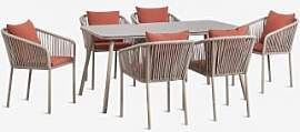 Rechteckiger Esstisch-set 160x90 Cm Und 6