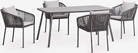 Rechteckiger Gartentisch-set 160x90 Cm Mit 4