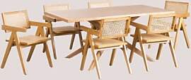 Rechteckiges Esszimmertisch-set 180x90 Cm Arnaiz