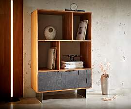 Regal Teele 90x130 cm Akazie Natur Schiefer 2