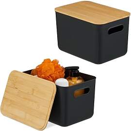 Relaxdays Aufbewahrungsbox, 2er Set, Deckel,