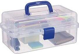 relaxdays Aufbewahrungsbox transparent, blau 33,0
