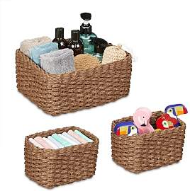 Relaxdays Aufbewahrungskorb geflochten, 3er Set, 2 