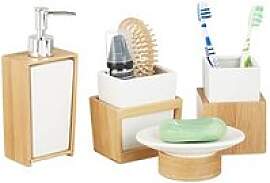 relaxdays Badaccessoires-Set braun, 1 Set