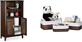 Relaxdays Badezimmerschrank Dunkelbraun LAMELL,