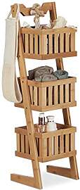 Relaxdays Badregal Bambus, 3 Ablagen,