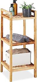 Relaxdays Badregal, Walnuss, 3 Ablagen, HxBxT: 81