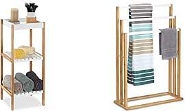 Relaxdays Bambusrahmen Badregal mit 3 Ablagen,