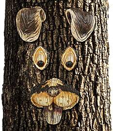 Relaxdays Baumgesicht Hase, 5-teilig, Baumstamm