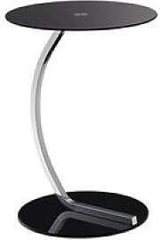 relaxdays Beistelltisch rund Glas schwarz 40,0 x