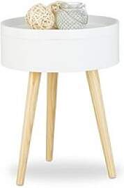 relaxdays Beistelltisch rund Holz weiß 38,0 x