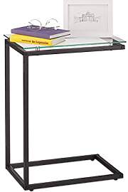 Relaxdays Beistelltisch, U-Form, Glas Tischplatte, 