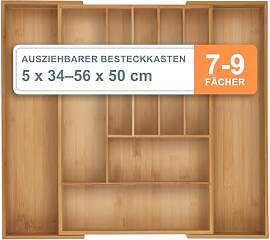 Relaxdays Besteckkasten, 7–9 Fächer,