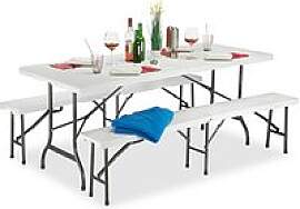 relaxdays Bierzeltgarnitur, schwarz Kunststoff,