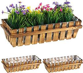Relaxdays Blumenkasten, 3er Set, Holz,