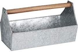 relaxdays Blumenkasten Metall silber rechteckig