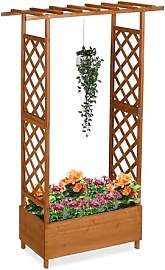 Relaxdays Blumenkasten mit Rankgitter & Dach,