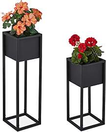 Relaxdays Blumenständer 2er Set, Metall, 2