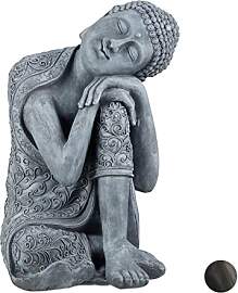 Relaxdays Buddha Figur geneigter Kopf, XL 60cm,