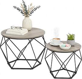 Relaxdays Couchtisch, 2er Set, Holzoptik &