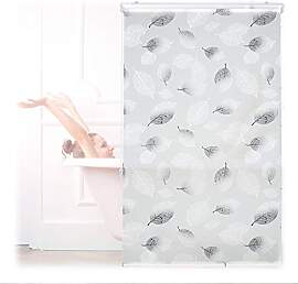 Relaxdays Duschrollo, 100 x 240 cm, Blatt Muster,