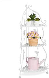 Relaxdays Eckregal Metall, 3 Ablagen, HBT: 82,5 x