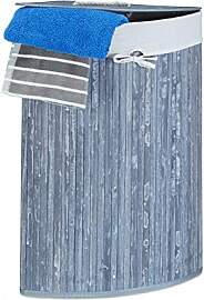 Relaxdays Eckwäschekorb Bambus, faltbare