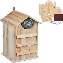 Relaxdays Eulen Nistkasten, Bausatz, Holz,