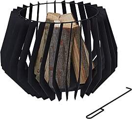 Relaxdays Feuerkorb mit Schürhaken, runde