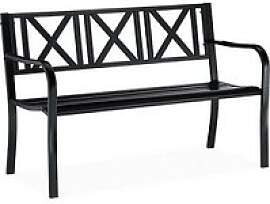 relaxdays Gartenbank 10026112_0 schwarz Metall
