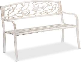 Relaxdays Gartenbank, Vögel Muster, 2-Sitzer,