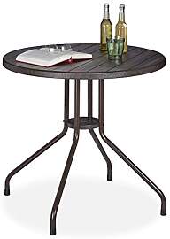 Relaxdays Gartentisch, Holz-Optik, runder