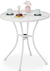 Relaxdays Gartentisch, mit Schirmloch &