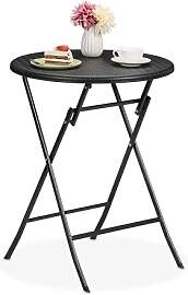 Relaxdays Gartentisch Rattan-Optik, rund, HxD: 75