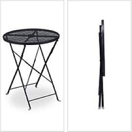 relaxdays Gartentisch schwarz rund 71,5 cm