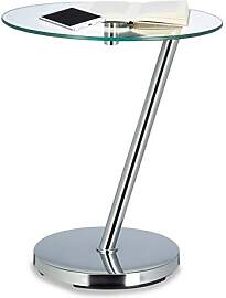 Relaxdays Glas u. Chrom, runder Beistelltisch f.