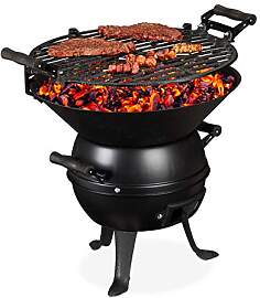Relaxdays Grillfass, Gusseisen und Stahl,