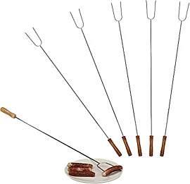 Relaxdays Grillspieße, 6er Set, Holzgriff,