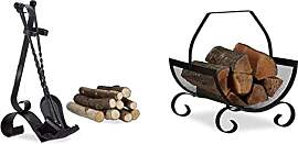 Relaxdays Gusseisen, schwarz Kaminbesteck antik,