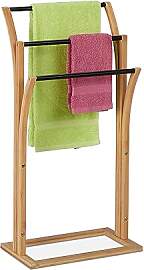 Relaxdays Handtuchhalter, Bambus, 3 versetzte