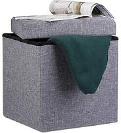 relaxdays Hocker mit Stauraum 10019047_709 grau, 1 